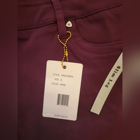 Zac & Rachel Wine Slim LegSize 8 Slacks Pants Classic Office Work Causual - Picture 4 of 4